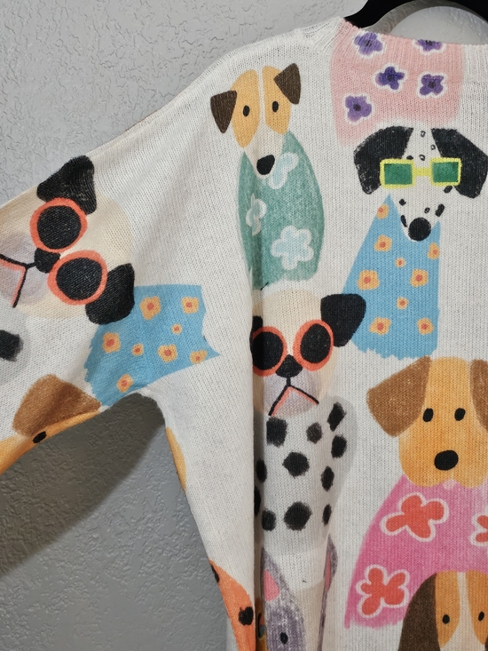 Charming Canine Crewneck Sweater Multicolor Lightweight Womens Large - Picture 6 of 7